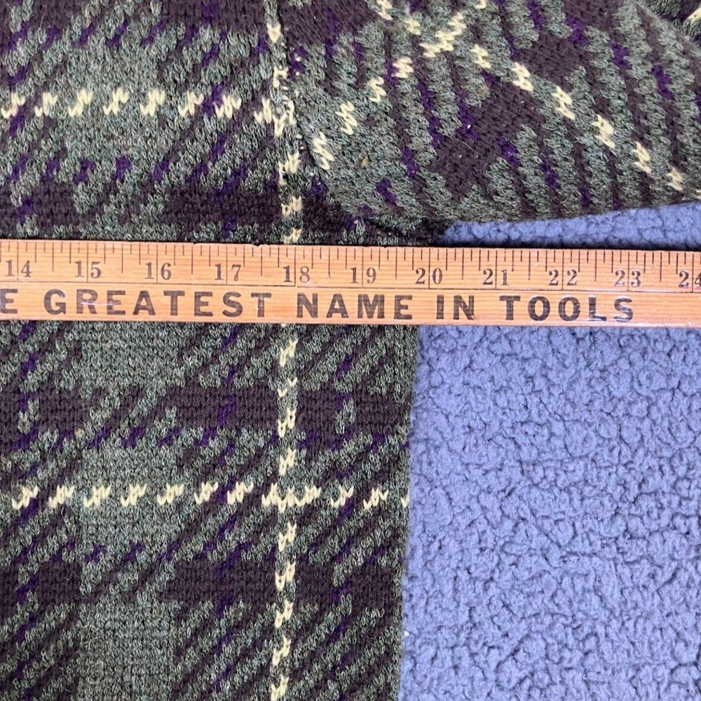 Kasper & Company ASL Wool Mohair Blend Plaid Full Zip Cardigan Sweater Green M - Picture 6 of 11